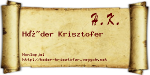 Héder Krisztofer névjegykártya